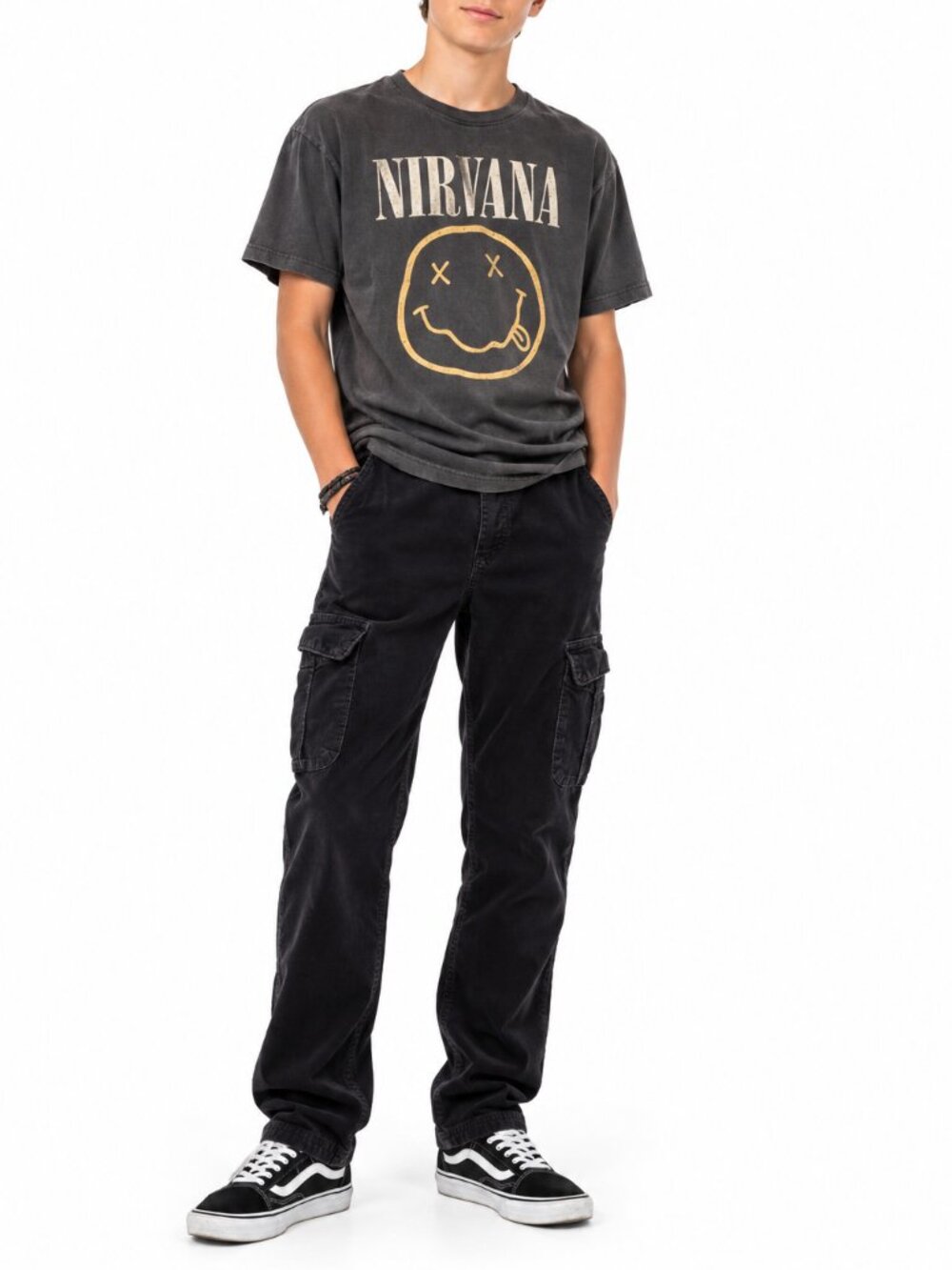 Abercrombie Kids Baggy Corduroy Cargo Pants Black/ Dark Gray Size 15/16